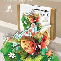 HKM-855891 Wooden 3D Insect Puzzle Set - Butterfly and Bee Models for Kids Educational Fun