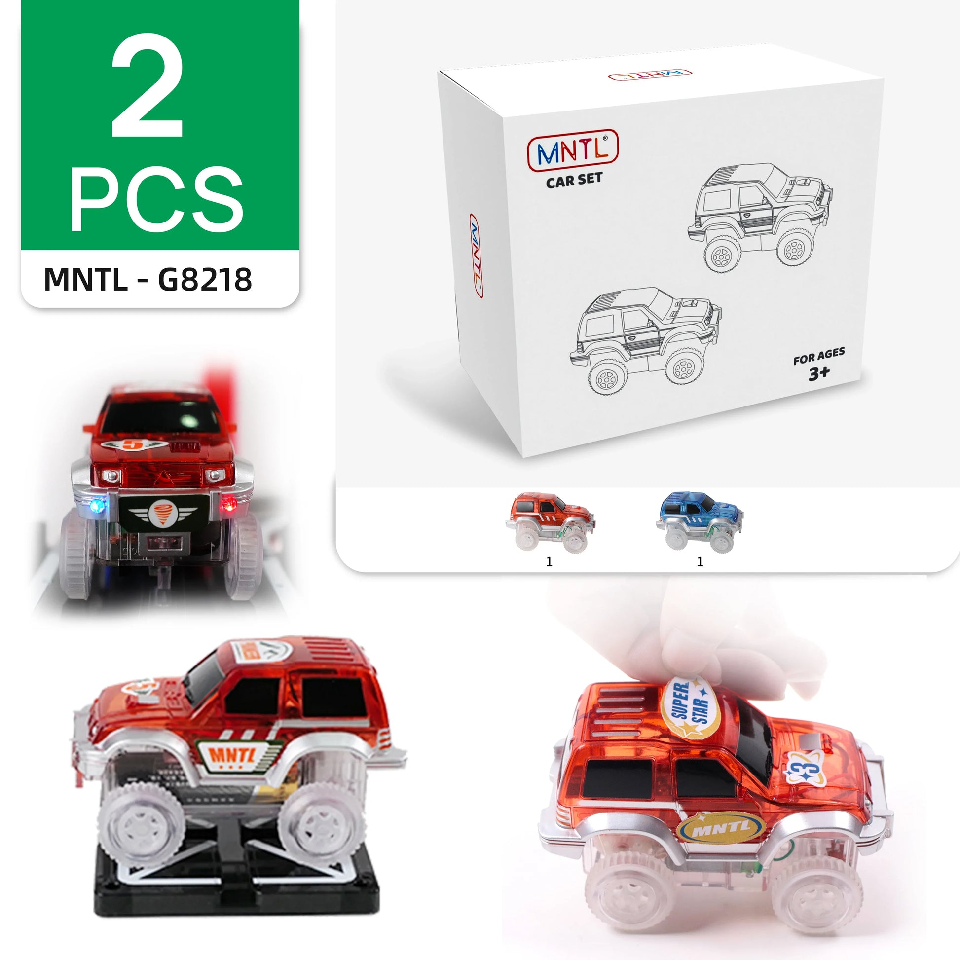 KTX-304211 Magnetic Tile Car Racing Track Set for Kids - Electric Toy Cars Included