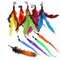 HKM-112275 Eco-Friendly Plush Cat Toy Set with Retractable Rod and Feather Replacement Head for Interactive Play