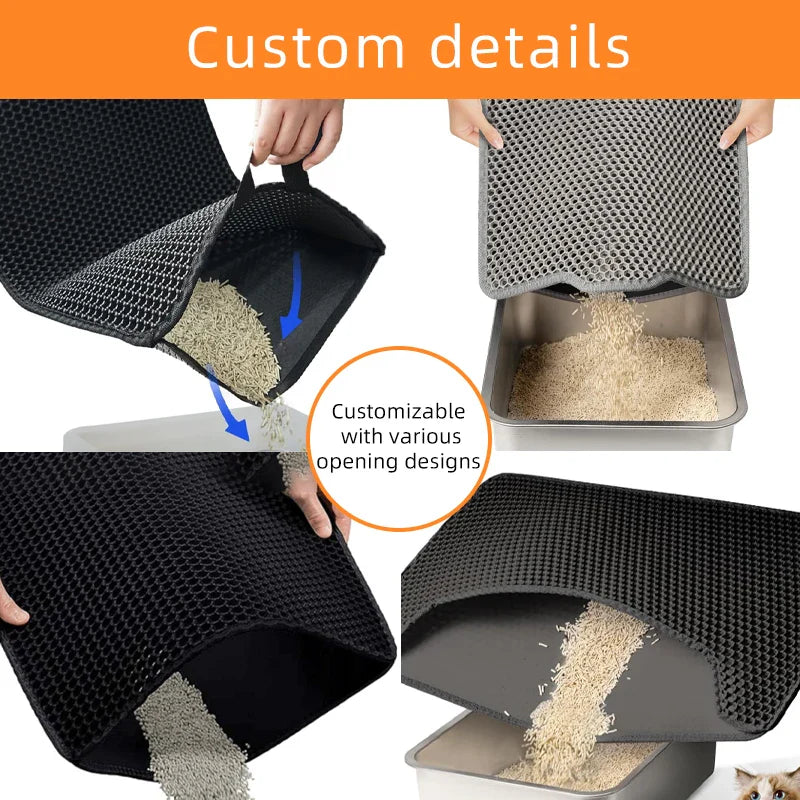 HKM-471571 Honeycomb Double Layer Cat Litter Trapping Mat for Effective Scatter Control and Waste Reduction