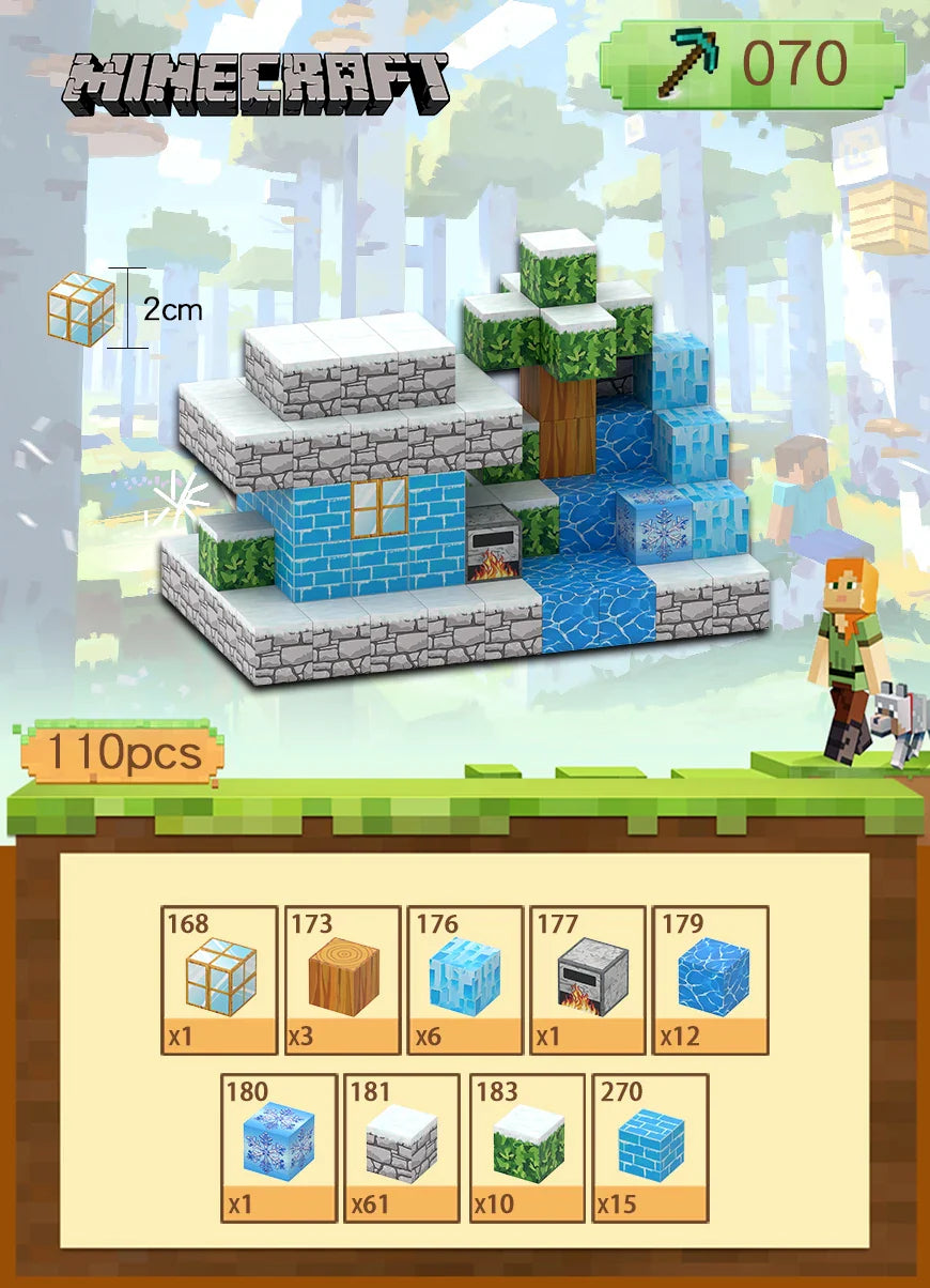 KTX-684755 Magnetic Building Block Cube Set for Kids - DIY Educational Sensory Game with Over 500 Accessories