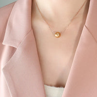 HKM-461395 Fashion Jewelry Gold Plated Freshwater Pearl Necklace Stainless Steel Chain Link Natural Pearl Pendant Necklace