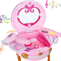 HKM-146195 Portable Princess Vanity Makeup Suitcase for Girls - Mini Dressing Table Playset