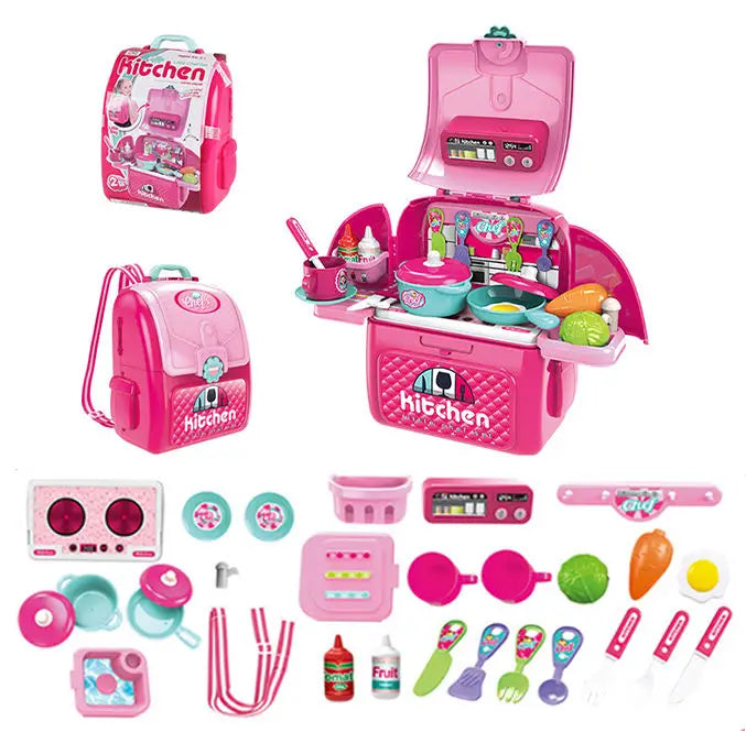 KTX-917971 Pink Kitchen Toy Set for Kids - Pretend Play Cooking Simulation for Ages 2 to 13 Years