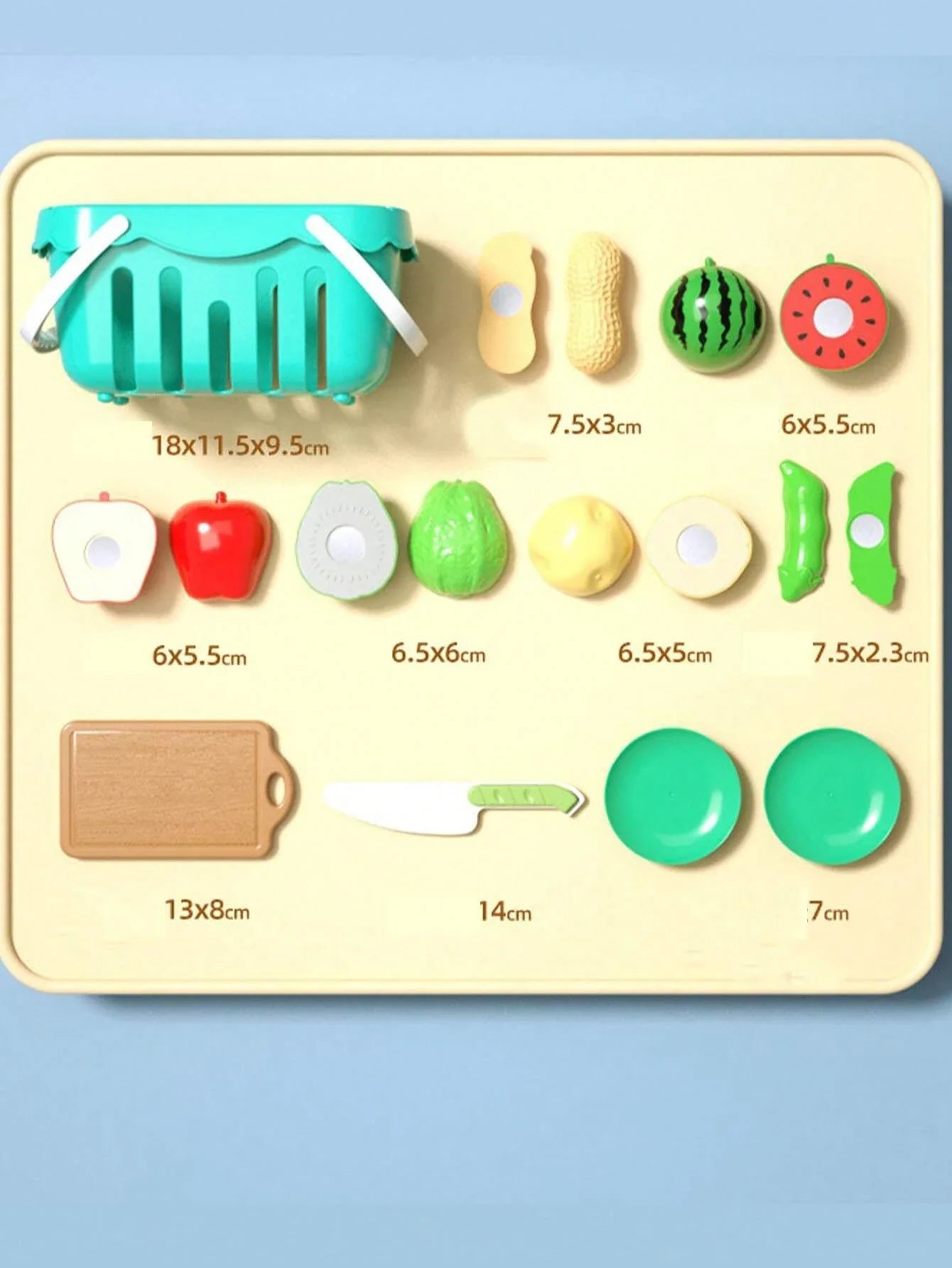 HKM-476179 11-Piece Plastic Toy Kitchen Set for Kids - Magnetic Food Fruits and Vegetables Cutting Play Items