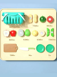HKM-476179 11-Piece Plastic Toy Kitchen Set for Kids - Magnetic Food Fruits and Vegetables Cutting Play Items