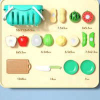 HKM-476179 11-Piece Plastic Toy Kitchen Set for Kids - Magnetic Food Fruits and Vegetables Cutting Play Items