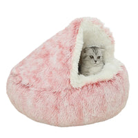 HKM-586835 Plush Round Winter Warm Cat and Dog Bed - Soft, Comfortable, and Machine Washable