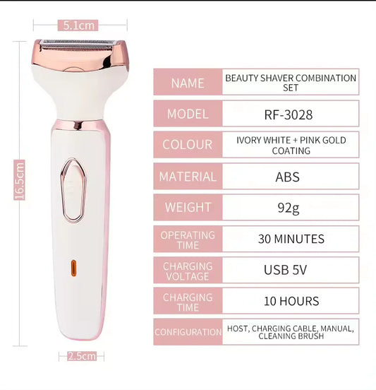 HKM-274771 Cordless Rechargeable Electric Shaver for Women - 4 in 1 Hair Removal Razor for Face, Arms, and Bikini Area