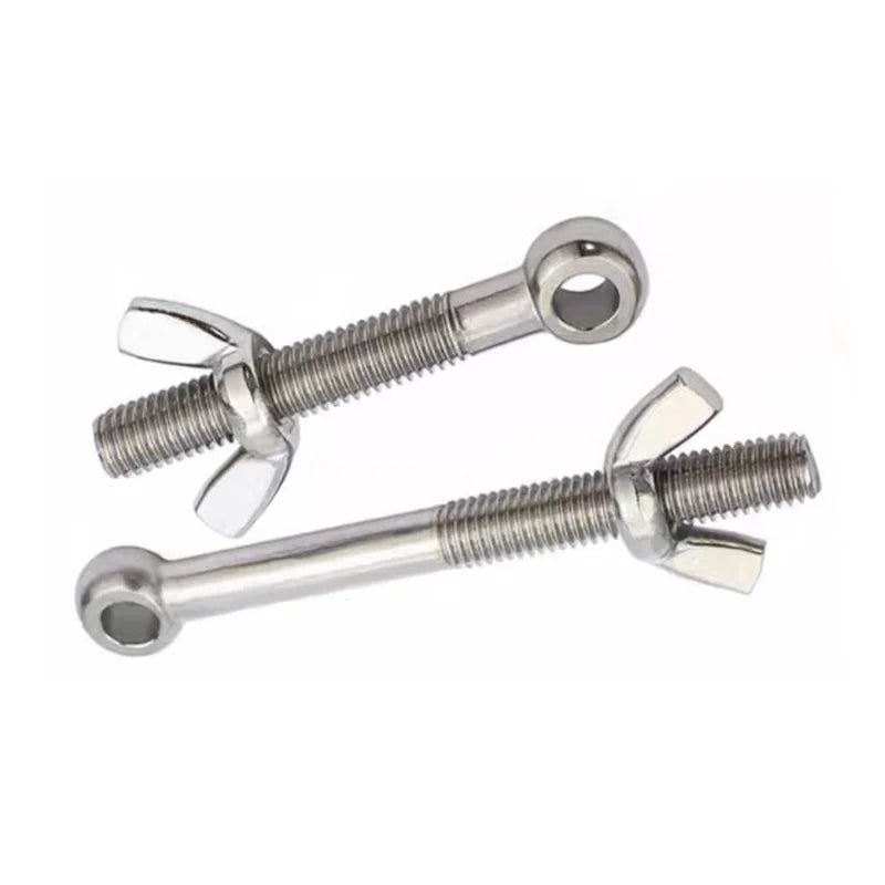 KTX-066515 Stainless Steel Lifting Eye Bolts with Wing Nuts - M8 M10, SS 304 and 316L