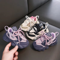 HKM-115603 New Girls Casual Chunky Sports Shoes Children's Thick-Soled Running Sneakers for Spring Students Soft Dad Shoes