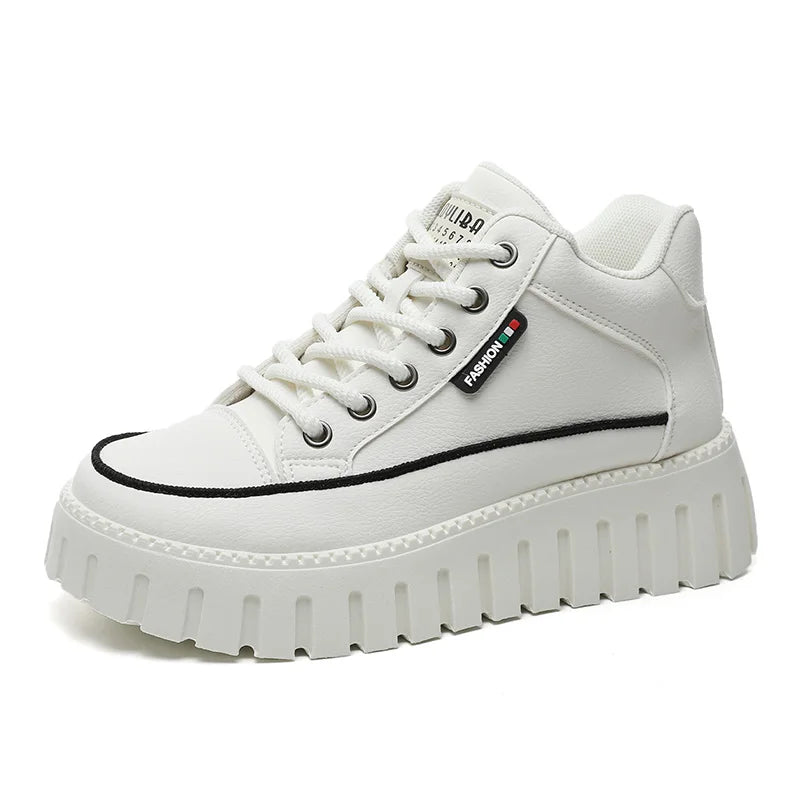 HKM-737043 ZY12262 New Versatile Board Shoes Autumn Pinecake Sole Student Thick Sole Elevated Fashion Casual Shoes