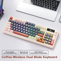 HKM-166355 Wireless 100-Key Mechanical Feel Keypad with Battery Level Display and Type-C Rechargeable 2000mAh, BT-Compatible