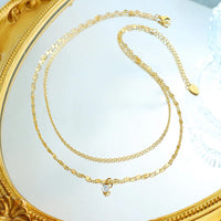 HKM-821843 2024 Hot Sale Wholesale Stainless Steel Chain Lip Chain With CZ Zircon Diamond Dangling O Ring Linked Chain Necklace Women Hot