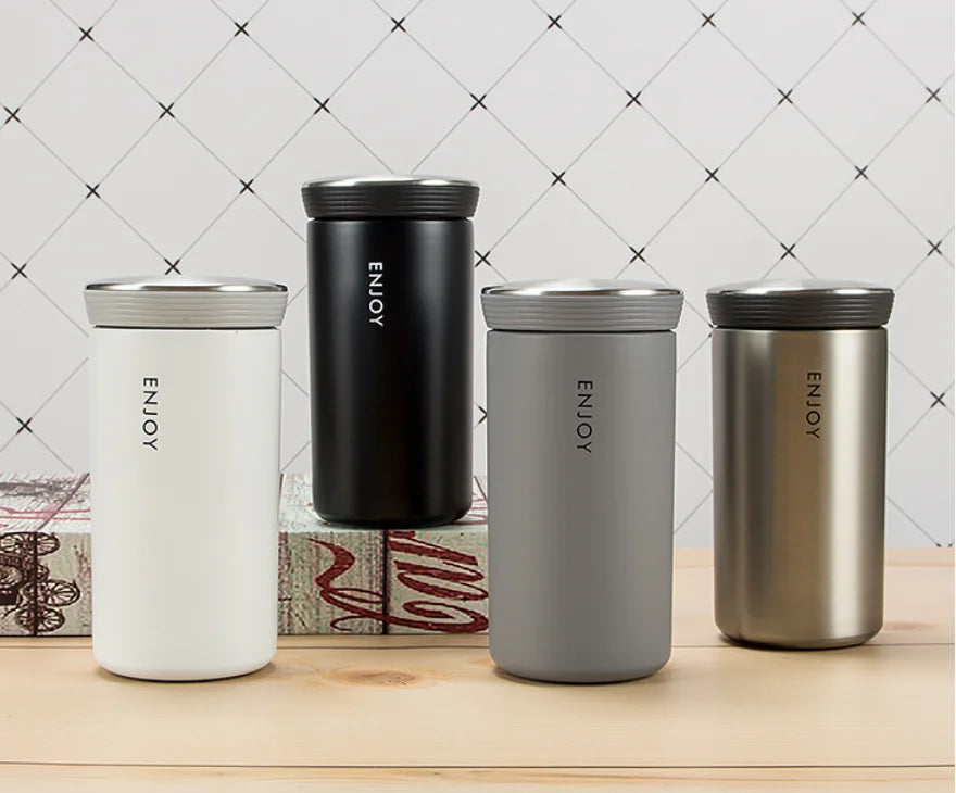 KTX-760787 Stainless Steel Double Wall Vacuum Insulated Travel Mug with Handle, 350ml