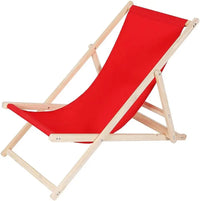 HKM-486739 Folding Wooden Beach Lounger Chair - Portable Beech Outdoor Garden Sun Lounger