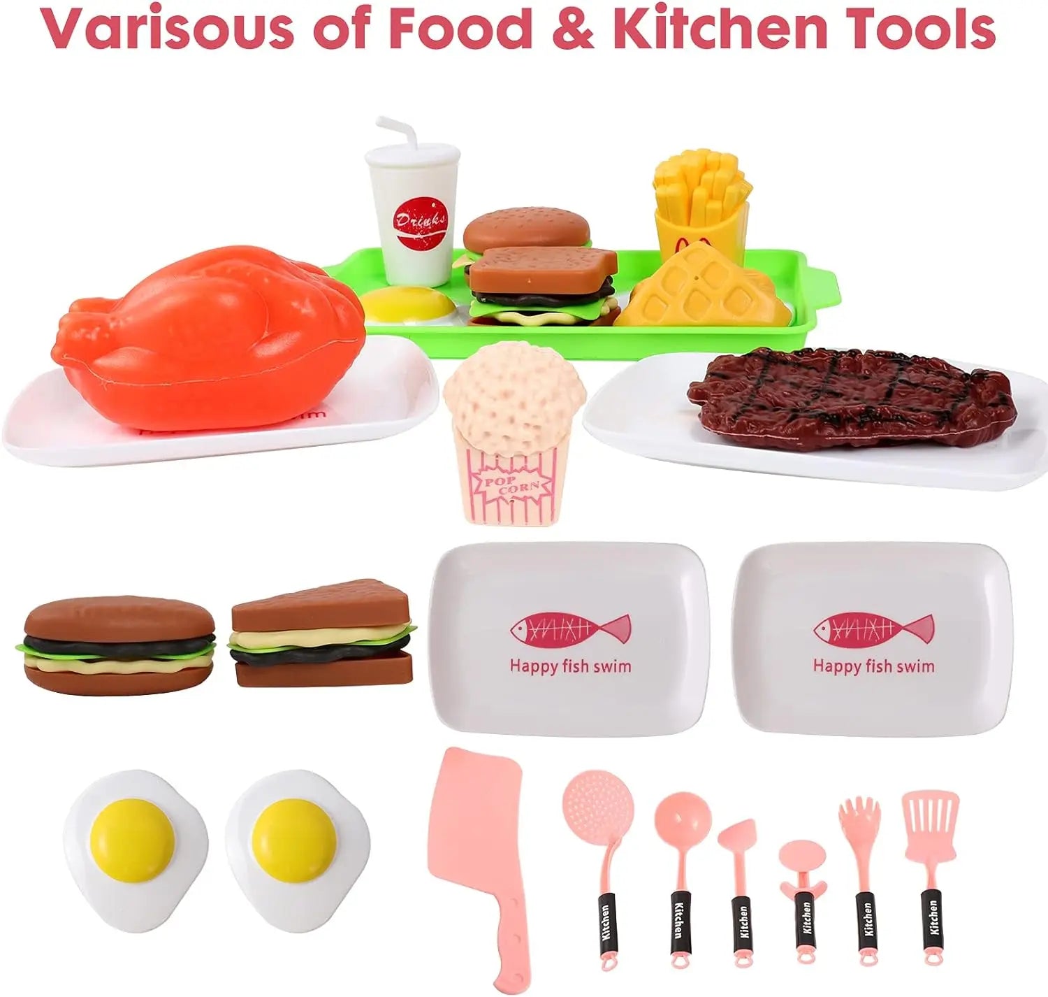 HKM-130387 Realistic 23-Piece Electric Kitchen Appliances & Tool Play Set for Kids