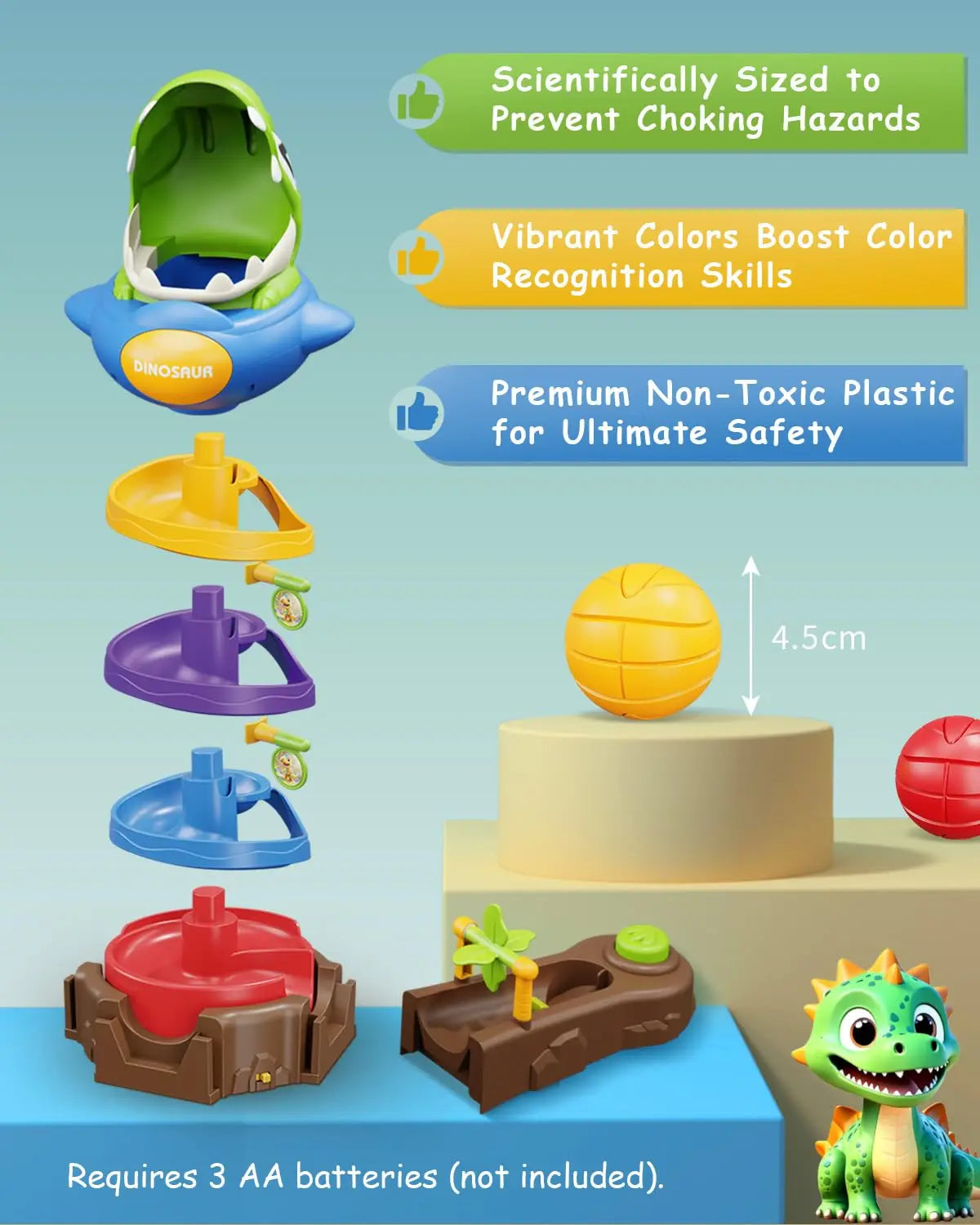 HKM-279571 Dinosaur Ball Drop Toy Set – Educational Rotating Ball Battle Game for Ages 5 and Up