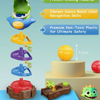 HKM-279571 Dinosaur Ball Drop Toy Set – Educational Rotating Ball Battle Game for Ages 5 and Up
