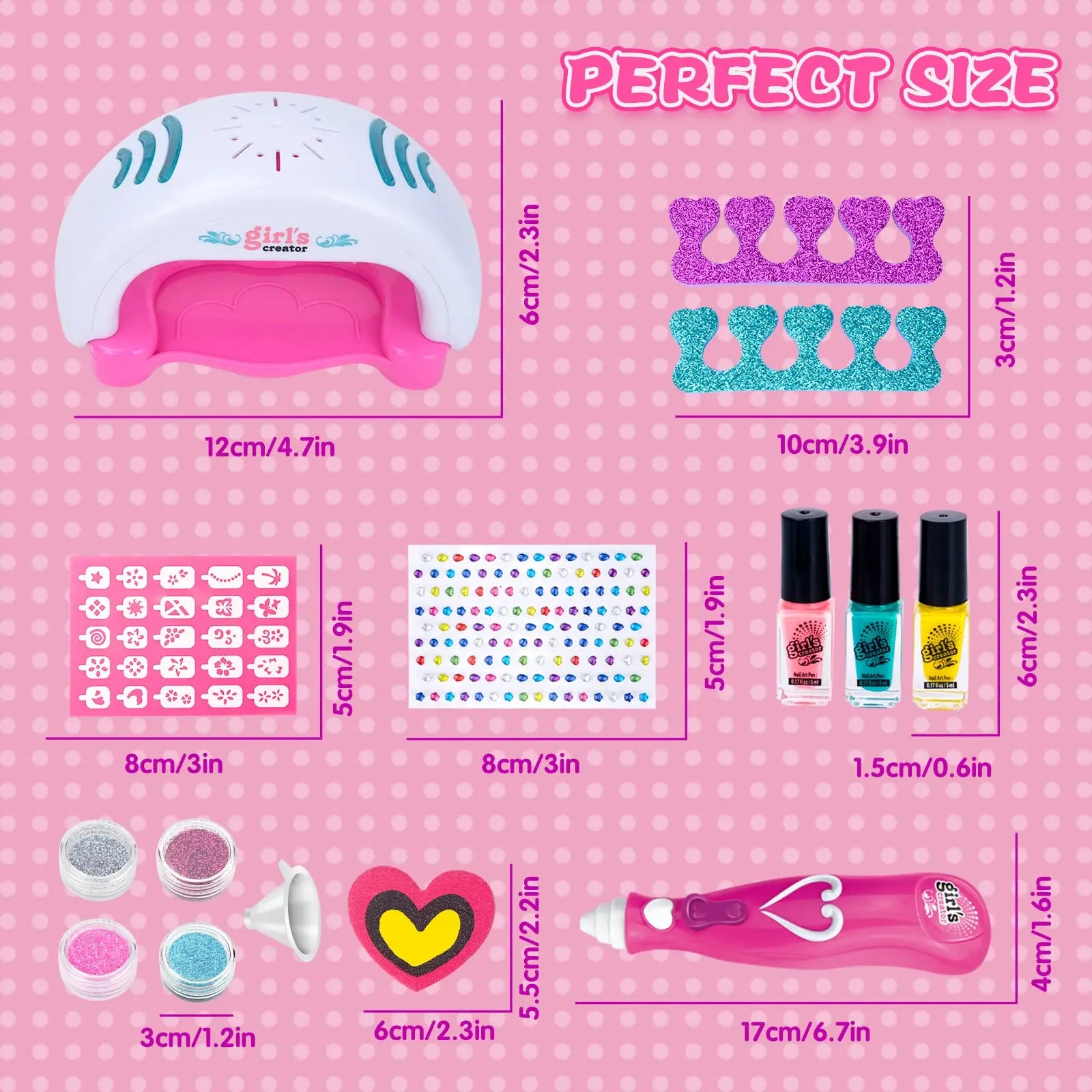 HKM-392531 Kids Nail Polishing Playset with Makeup Accessories for Ages 2-7
