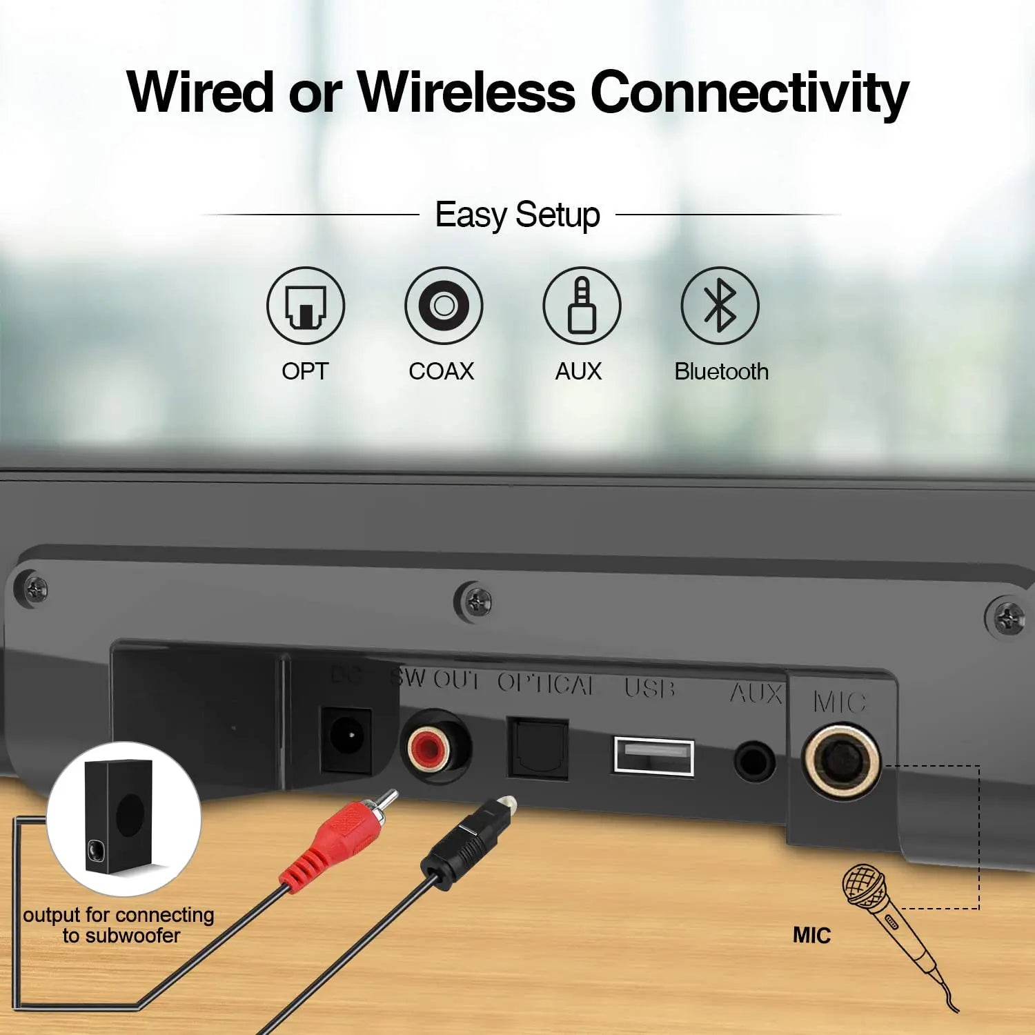 KTX-090195 2.1 80W Ultra-Thin Wall-Mountable Soundbar Speaker for TV, Home, Office, and Parties