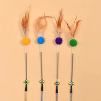 HKM-555219 Interactive 64CM Cat Wand with Premium Spring and Feather Tease, Perfect for Engaging Playtime