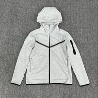 HKM-981075 Men's Plus Size Sports Hoodie Long Sleeved Zippered Jacket Thick Trench Coat for Winter Clothing Men's Coats