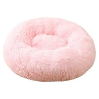 HKM-535955 Super Soft Round Washable Plush Donut Dog and Cat Cushion Bed with Velvet Mat