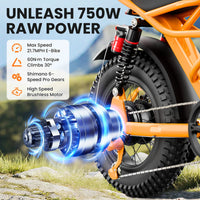 HKM-2479315 Adult Electric Bicycle Powered by 750W Motor, 20 MPH Top Speed, 48V System and 48V 15.0Ah Battery for Daily Commuting