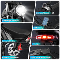 Custom Logo YVY Q20 Enduro Ebike Fast 20" 48V 20Ah Mtb E Bike Fat Tire Electric Hybrid Bike Electric Dirt Mountain City Bicycle