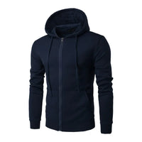 HKM-292947 Men's New Solid Color Hooded Zipper Sweater Slim With Hoodie Youth Sports Casual Jacket Men's Hip-hop Pullover Shirt