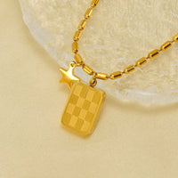 HKM-985683 Necklaces for Women Stainless Steel Heart Letter Moon Star Pendant Necklace Gold Shiny Fashion Jewelry Necklaces