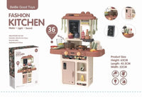 HKM-672787 63Cm Plastic Kitchen Play Set with 36 Food Toys and Light for Kids