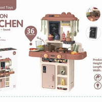 HKM-672787 63Cm Plastic Kitchen Play Set with 36 Food Toys and Light for Kids