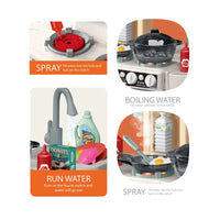 HKM-573331 Eco-Friendly Kids Walk-In Kitchen Toy Set with Working Faucet for Pretend Play, Ages 2 to 7
