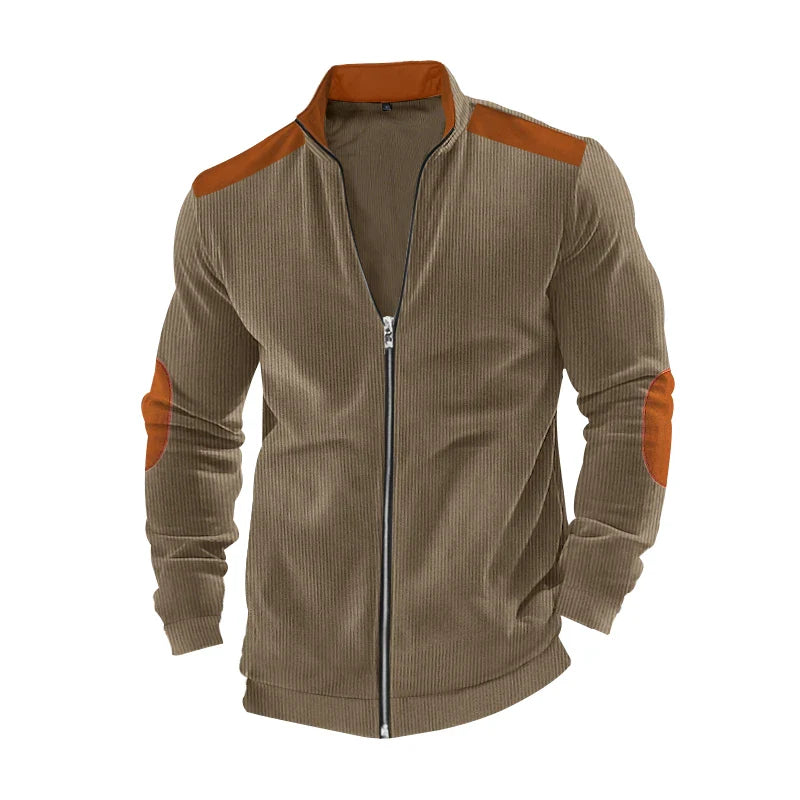 HKM-161875 Men's Customizable European Cotton Varsity Jacket Solid Color Long Sleeve Zipper Cardigan Fur Men's Fashion Long Sleeve