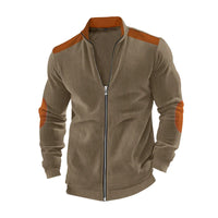 HKM-161875 Men's Customizable European Cotton Varsity Jacket Solid Color Long Sleeve Zipper Cardigan Fur Men's Fashion Long Sleeve