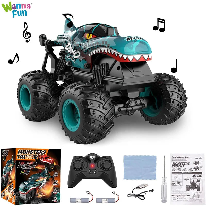 HKM-934931 360° Rotating Remote Control Dinosaur Stunt Truck - 2.4G Electric Crawler for Indoor and Outdoor Play