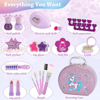 HKM-064851 Kids Nail Polish Set in Washable Makeup Bag for Ages 2-14 - Non-Toxic Pretend Play Cosmetic Toys