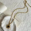 HKM-773267 New Luxury Women's Tiger Eye Pendant Necklace Titanium Steel Woolen Chain Autumn Winter Niche Accessories