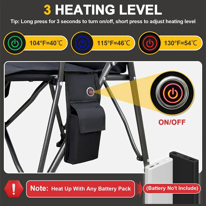 HKM-683347 Lightweight Outdoor Folding Chair with Heating Pad - Ideal for Camping and picnics