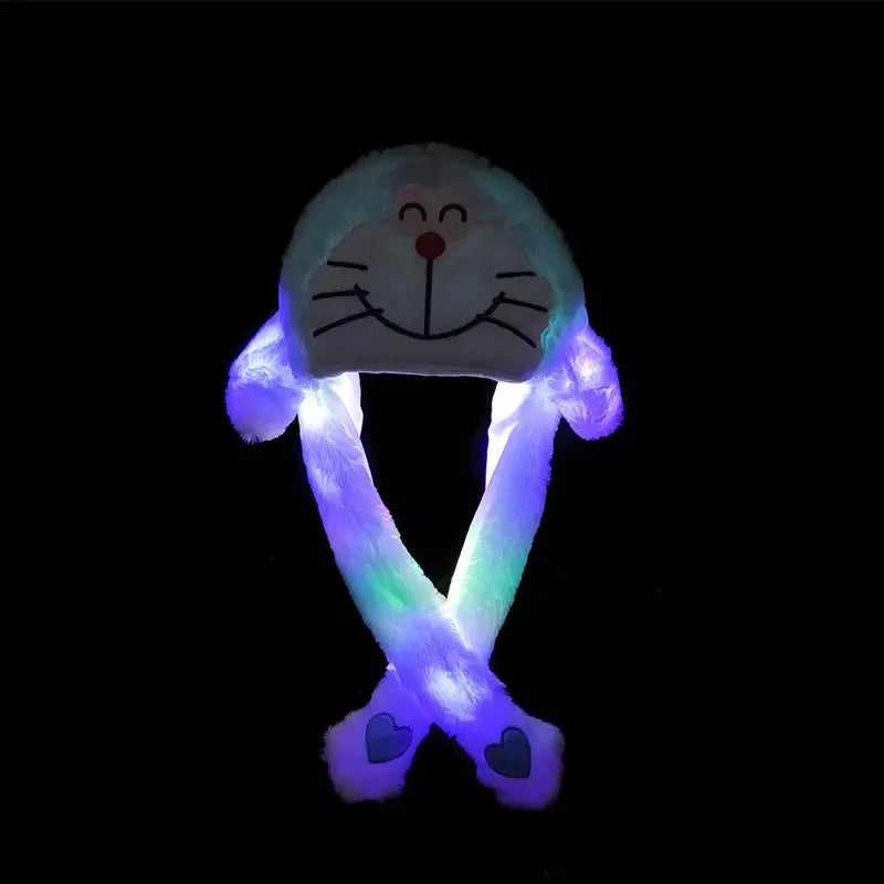 KTX-784531 LED Plush Bunny Hat with Glow in the Dark Features and Moving Ears