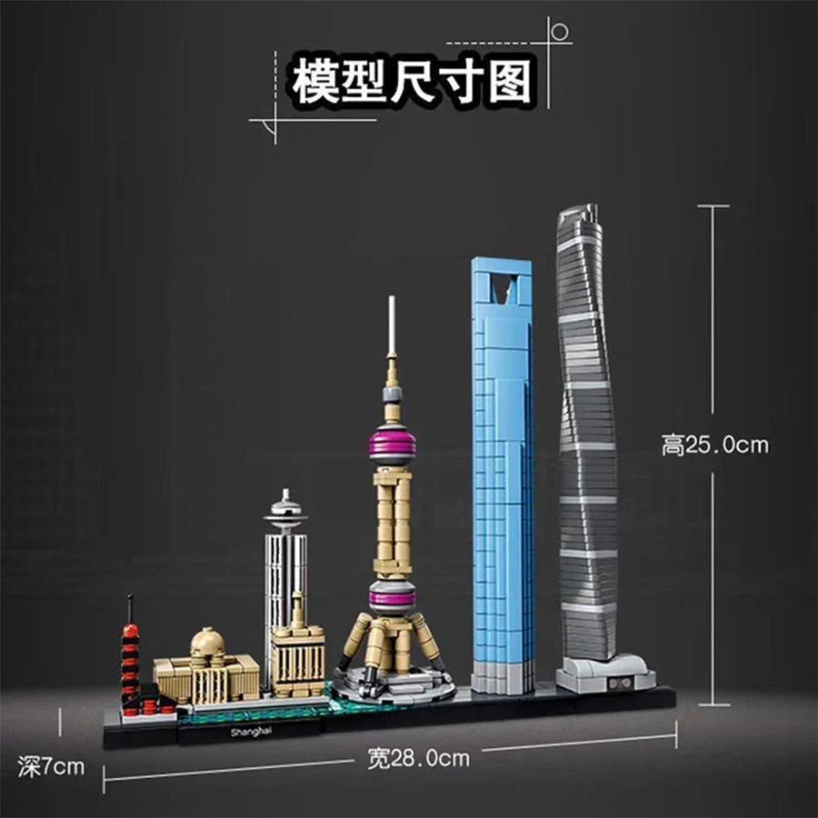 KTX-489299 Creative Miniature Skyline Building Block Set for Kids and Adults - City Decor Model