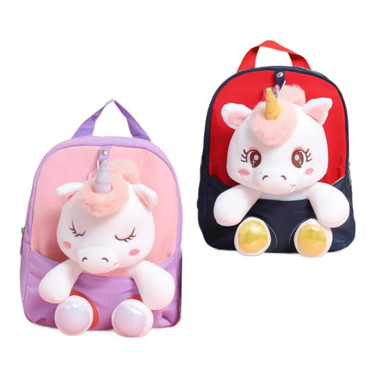 KTX-358547 Lightweight Toddler Backpack for Girls - Ideal Preschool School Bag with Stuffed Toy Features