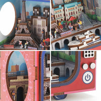 HKM-494291 Wooden 3D TV Set Building Puzzle Miniature Dollhouse DIY Kit for Creative Play