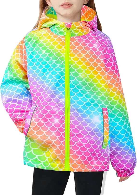 KTX-539283 Preppy Style Softshell Outerwear Jacket for Girls Winter O-Neck with Button Decoration