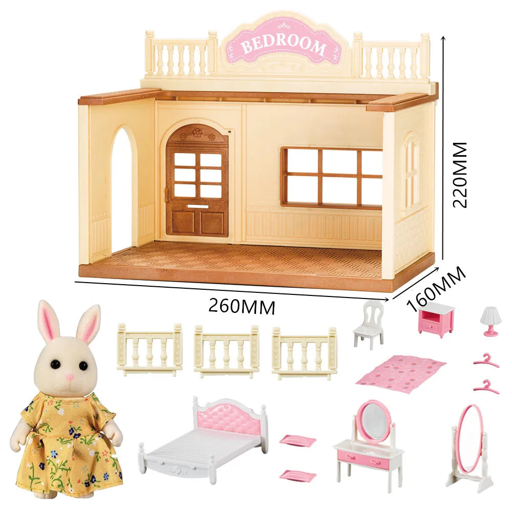 KTX-552851 Forest Family Big Villa Set - Mini Doll House Playset for Role Play and Educational Fun