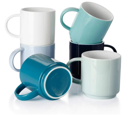 KTX-498643 10oz Ceramic Stackable Coffee Mugs – Porcelain Cups for Coffee, Tea, Cappuccino and Latte
