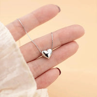 HKM-674963 New Fashion Design S925 Silver 3D Love Heart Pendant Necklace for Women Fine 925 Silver Jewelry Wholesale