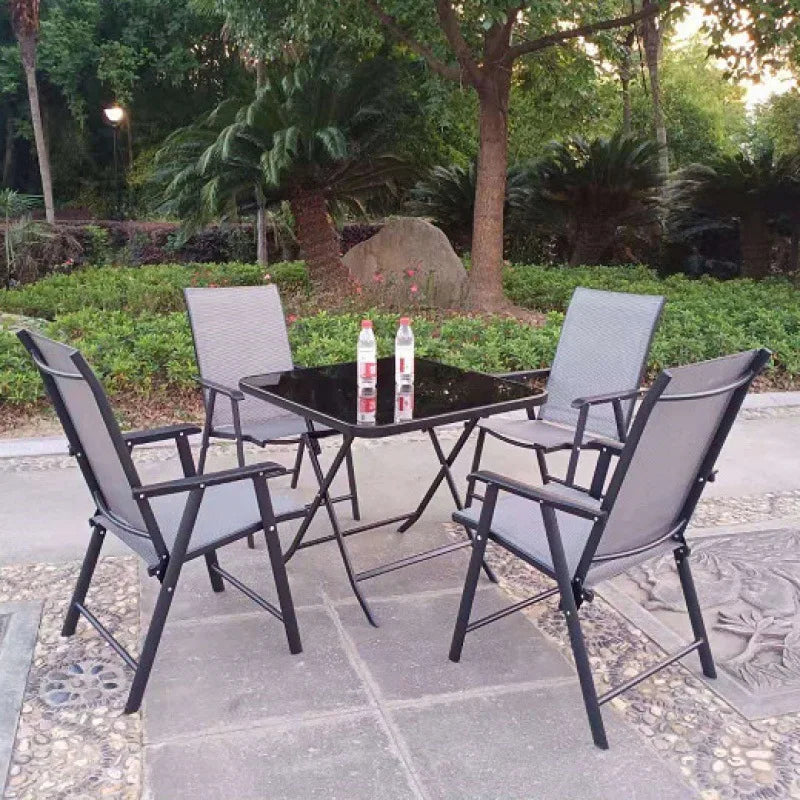 KTX-825619 Modern Metal Garden Table and Chair Set for Outdoor Dining